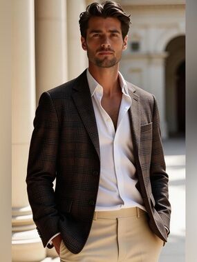 Lauren Ralph Lauren Dark Brown Plaid Checkered Blazer NWOT